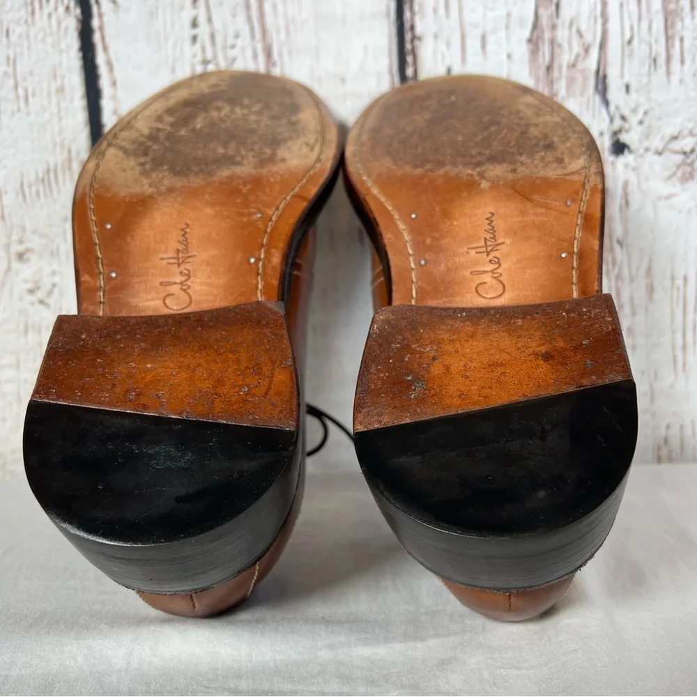 Cole Haan Brown Oxford Lace Up Leather Dress Shoes Size 9 US GUC